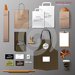 Vector bakery corporate branding identity template design set