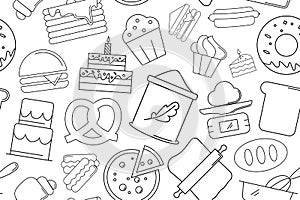 Vector bakery pattern. Bakery seamless background
