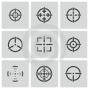 Vector balck crosshair icons set