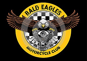 Bald eagle badge grip the motorcycle engine