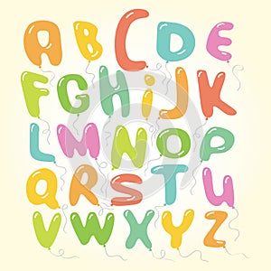 Vector balloons font letters alphabet illustration
