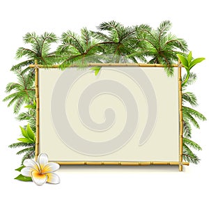 Vector Bamboo Frame with Palm