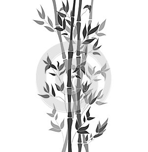 Vector Bamboo Stem Leaves, Black and White Ilustration, Decorative Element Background.