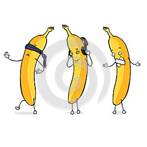 Vector Banana Character - Blind, Deaf and Mute.