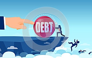 Vector of bankrupt business people falling of the cliff