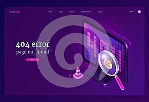 Vector banner with 404 error, page not found