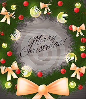 Vector banner with Christmas wreath, wish and place for text