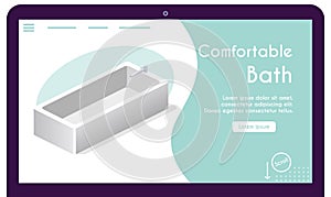 Vector banner of comfortable bath in isometric view