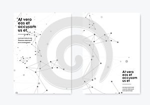 Vector banner design, connecting dots and lines. Global network connection. Geometric connected abstract background.