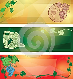 vector banner with grapes - abstract colored backgrounds