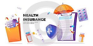 Vector banner of health insurance service