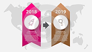 Vector banner infographics. Arrow business concept with 2 options and steps. Two steps can be used for diagrams, flowchart