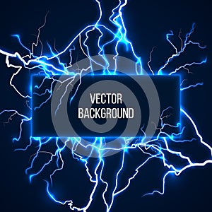 Vector banner with lightnings and discharge photo
