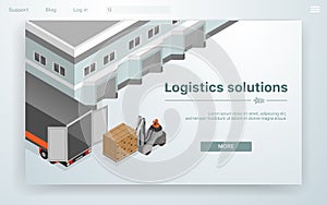 Vector Banner Logistic Solutions Cartoon Flat.