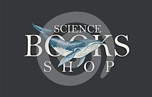 Vector banner logo for science books shop