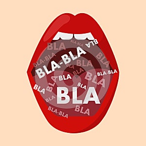 Vector banner with the mouth and gossip bla
