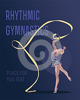 rhythmic gymnast with ribbon banner photo