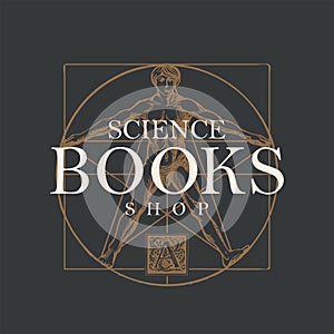 Vector banner for science books shop with initial letter A