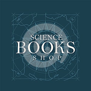 Vector banner for Science books shop in vintage style