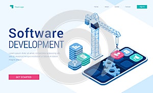Vector banner of software development