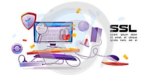 Vector banner of SSL certificate for website