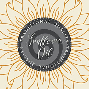 Vector banner for sunflower oil with inscription