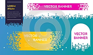 Vector banner template design with dripping irregular flow effect.