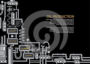 Vector banner on theme of oil industry equipment