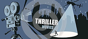 Vector banner for the thriller movies festival