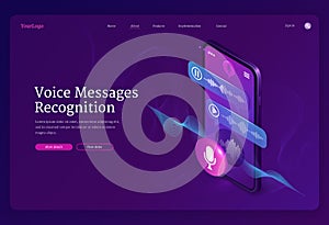 Vector banner of voice messages recognition