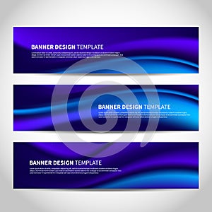 Vector banners with abstract blue wavy background. Mesh blue vector website headers