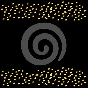 Vector banners and cards gold sparkles on black background. Gold background text.