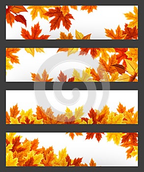 Vector banners with colorful autumn leaves. Eps-10.
