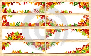 Vector banners with colorful autumn leaves.