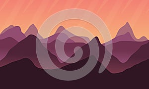 Vector banners hills and mountains Cartoon landscape nature horizontal background, flat design