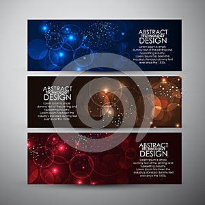 Vector banners set with Abstract Circle bokeh background.