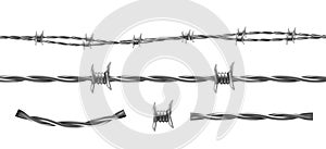 Vector barbed wire seamless pattern and parts