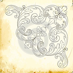 Vector baroque of vintage elements for design.