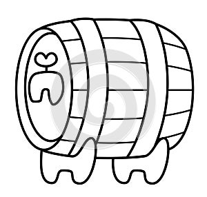 Vector barrel with wine line icon.