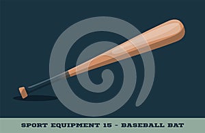 Vector baseball bat icon. Game equipment. Professional sport, classic bat for official competitions and tournaments. Isolated