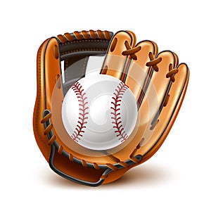 Vector baseball championship flyer 3d ball, glove