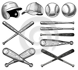 Vector Baseball Equipment illustrations