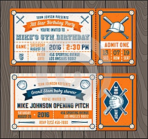 Vector Baseball Event Invites set 2