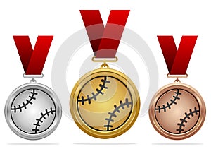 Vector baseball medals award set