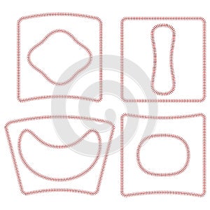 Vector Baseball Stitches and Frames Set Isolated on White Background