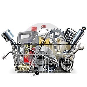 Vector Basket with Car Spares