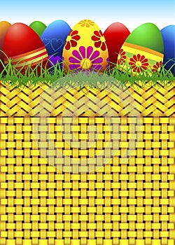 Vector basket full of Easter eggs