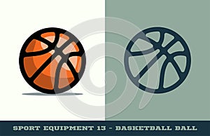 Vector basketball ball icon. Game equipment. Professional sport, classic streetball ball for official competitions and tournaments