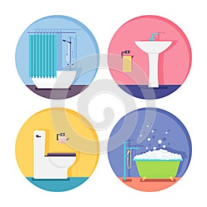 Vector bathroom and toilet icons