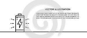 Vector battery, accumulator charging one line icon. Continuous one line